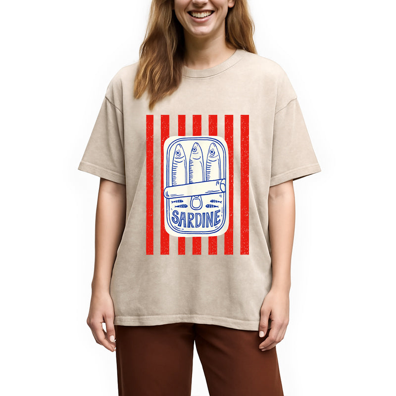bbb Les Sardines Red Stripes Fisherman Washed T-Shirt