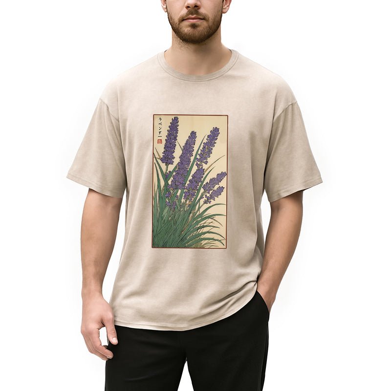 bbb Lavender Ukiyo-e Japanese Washed T-Shirt