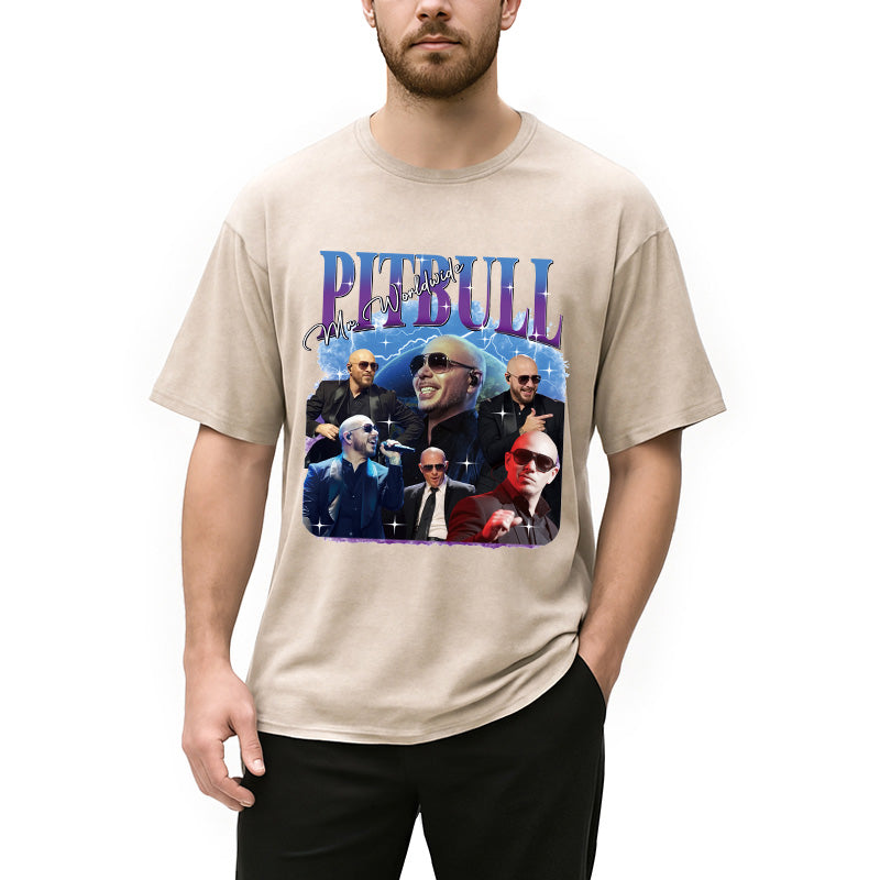 bbb Pitbull Mr.Worlwide Retro Washed T-Shirt
