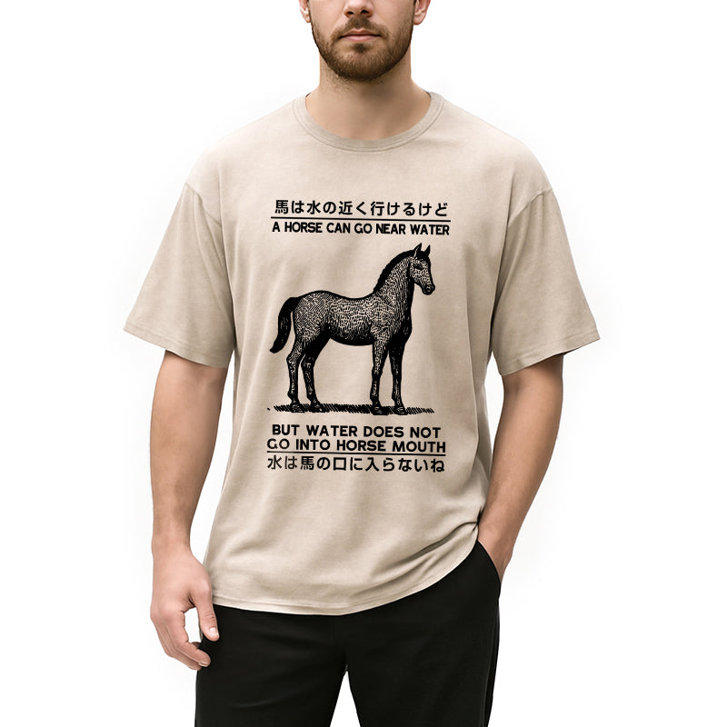 bbb Funny Horse And Water Saying Washed T-Shirt