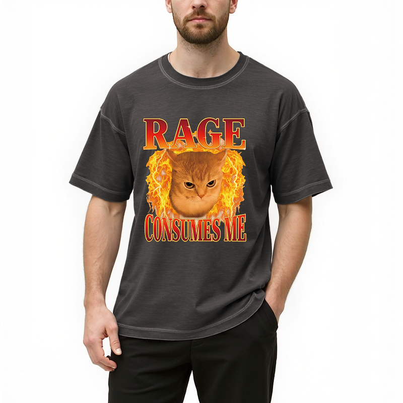 bbb Rage Consumes Me Edgy Funny Cat Meme Gradient Washed T-Shirt