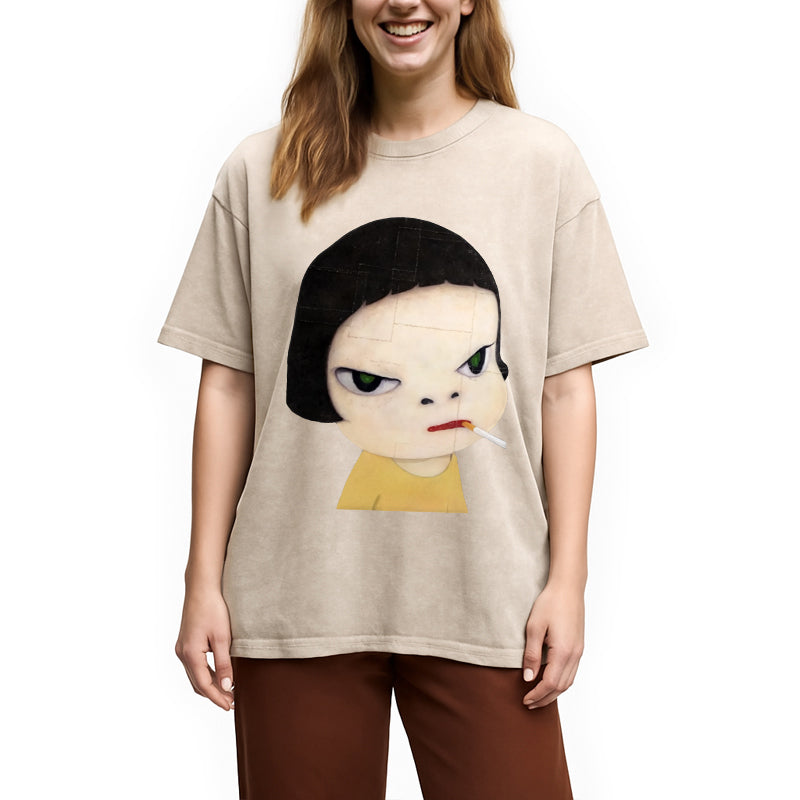 bbb Too Young To Die Smoking Girl Washed T-Shirt