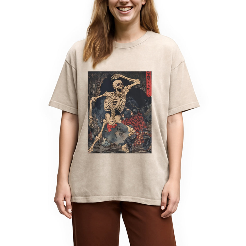 bbb Japanese Horror Skeleton Washed T-Shirt