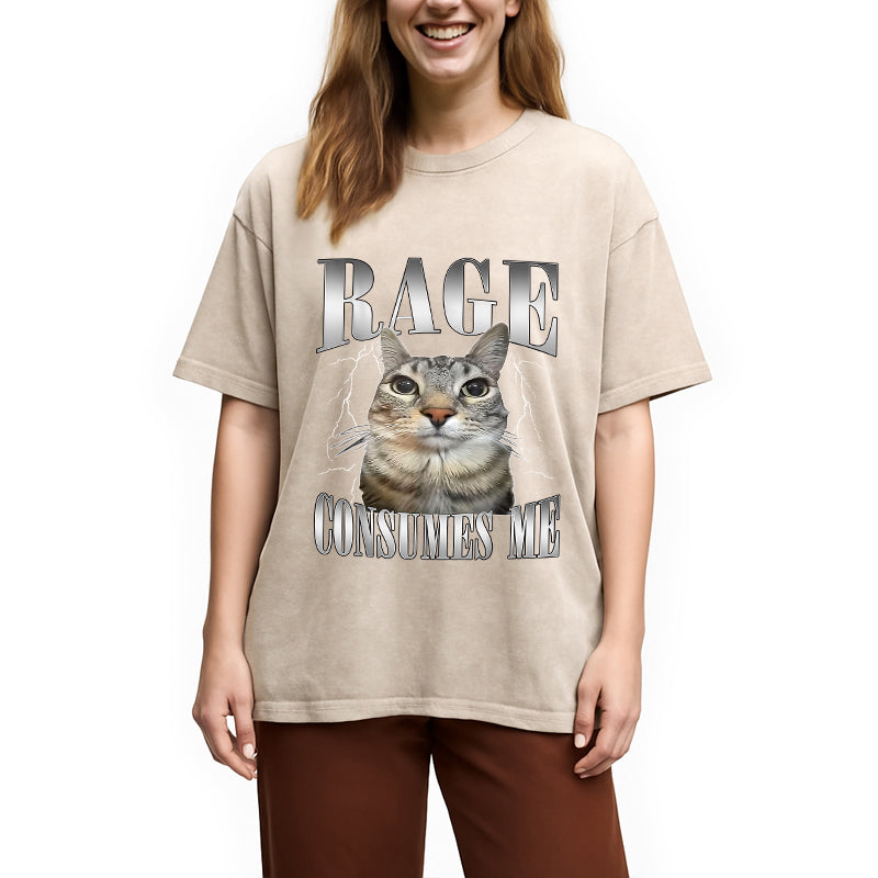 bbb Rage Consumes Me Funny Cat Washed T-Shirt