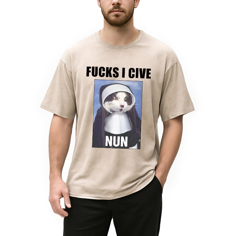 bbb F*cks I give Nun Cat Washed T-Shirt