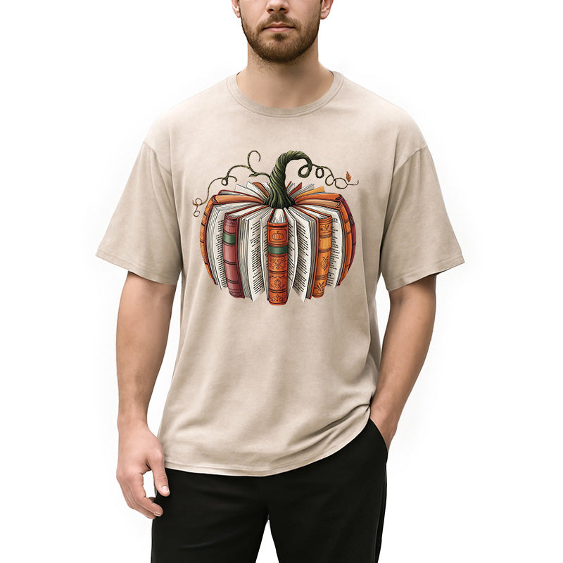 bbb Fall Book Pumpkin Halloween Washed T-Shirt
