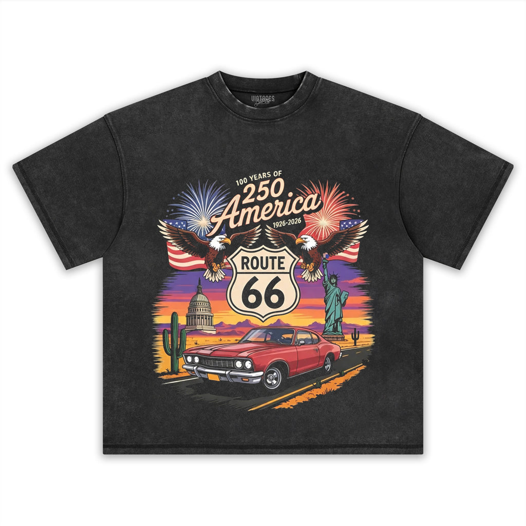 100 YEARS ROUTE 66 AMERICA’S 250TH TANK TOP & TEE & LONG SLEEVE & LAYERED LS & HOODIE