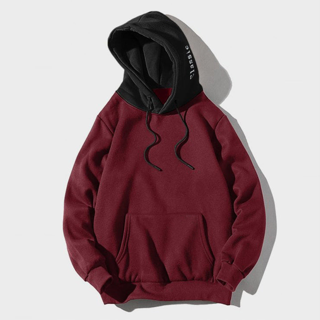 Soft Relaxed Men's Pullover Hoodie - Contrast Hood, Casual