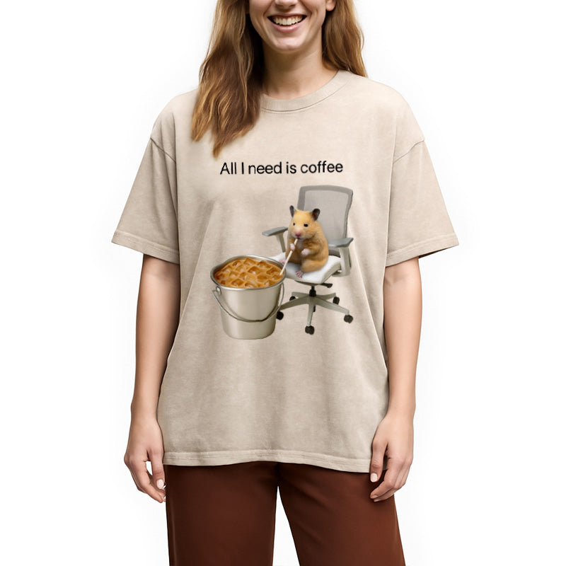 bbb All I Need Is Coffee Meme Washed T-Shirt