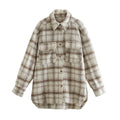 Oversized Womens Long Coat - Shirt Style, Tweed, For City