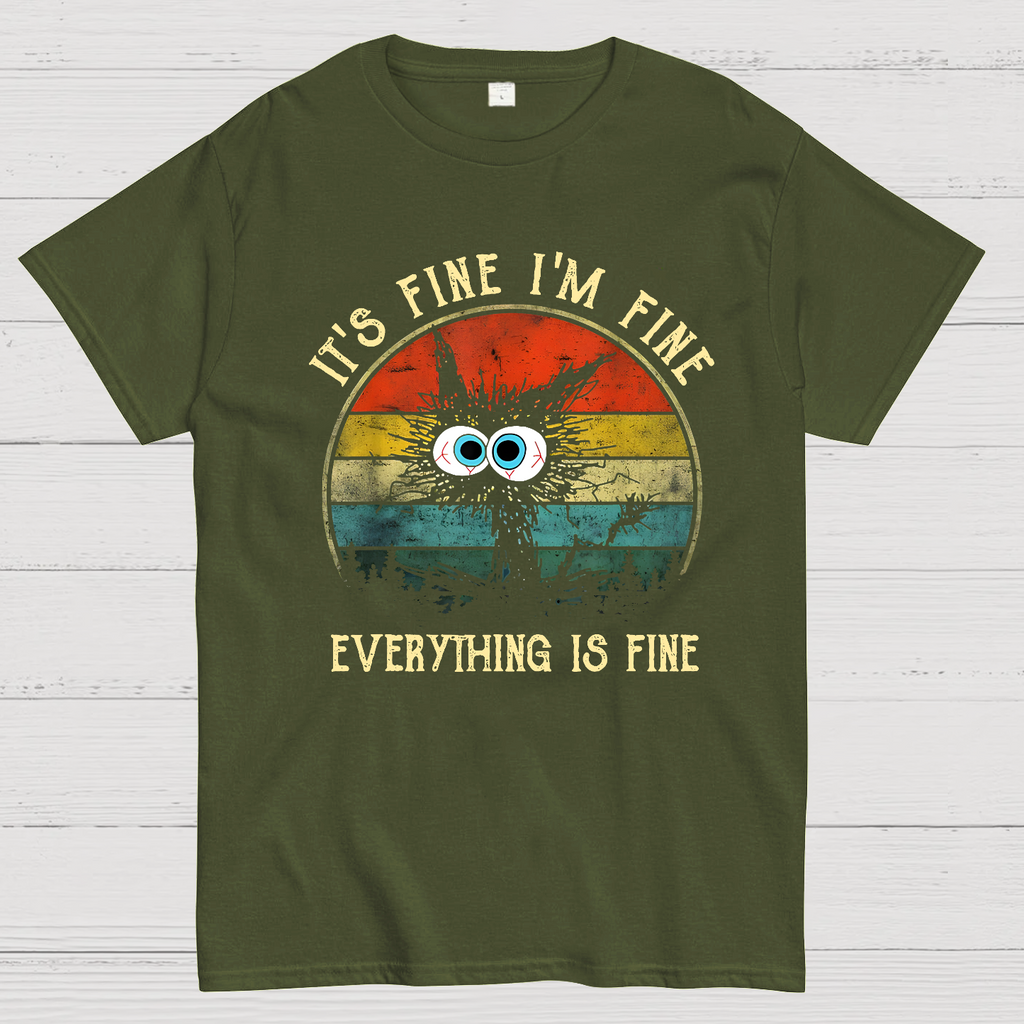 It ‘s Fine I am Fine Everything Is Fine Funny Black cat  T-Shirt