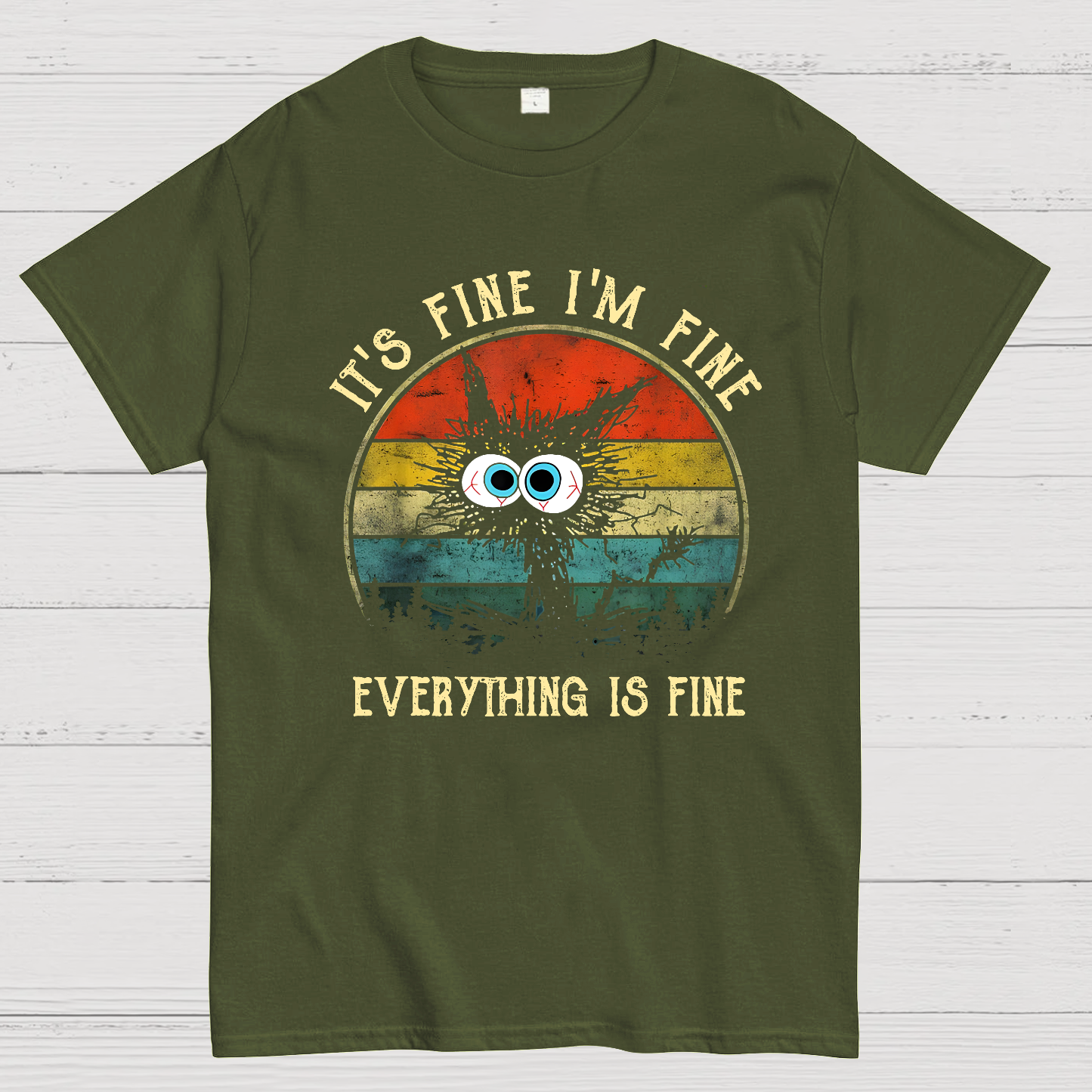 It ‘s Fine I am Fine Everything Is Fine Funny Black cat  T-Shirt