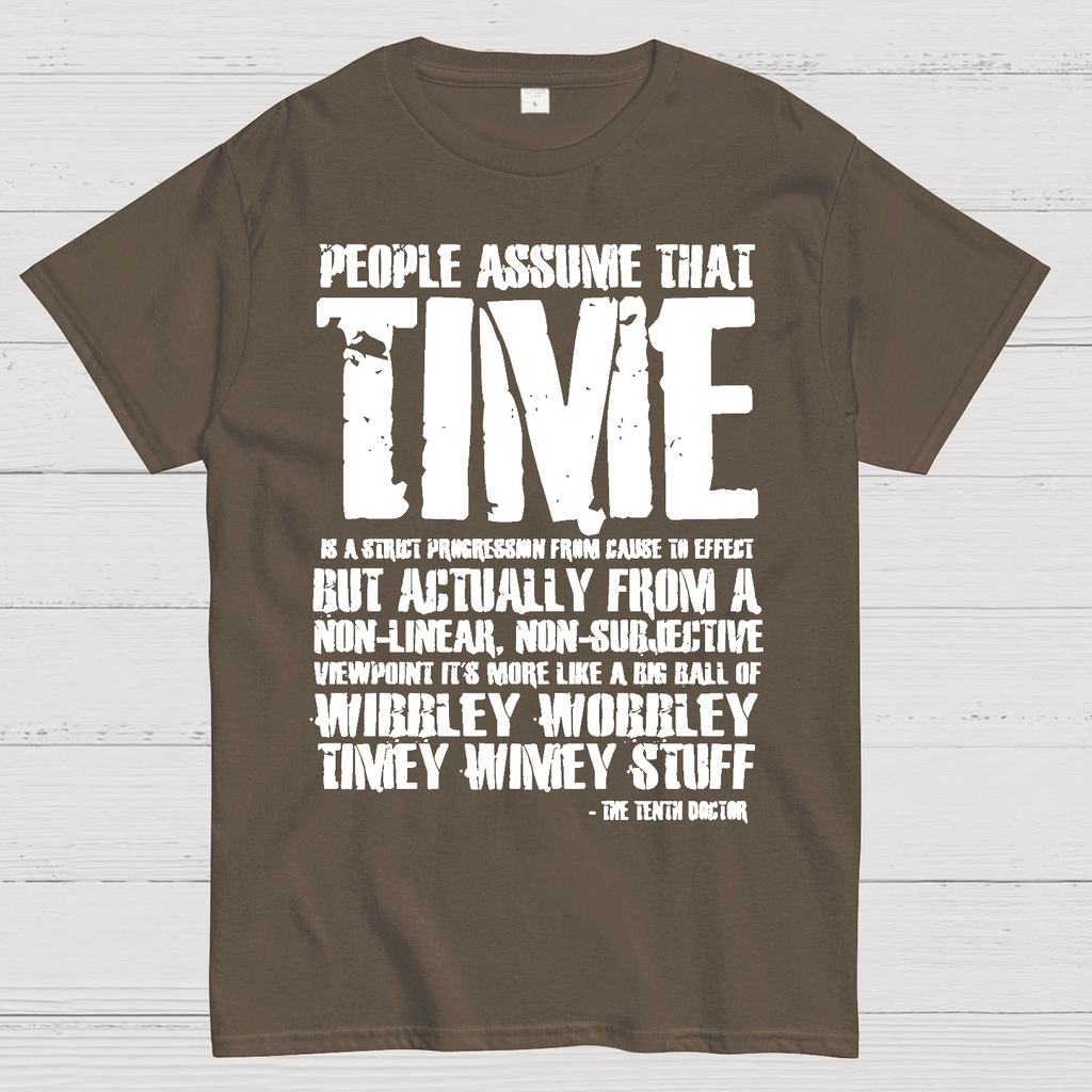 Dr Who 10th Doctor Quote Wibley Wobbley Timey Wimey  T-Shirt