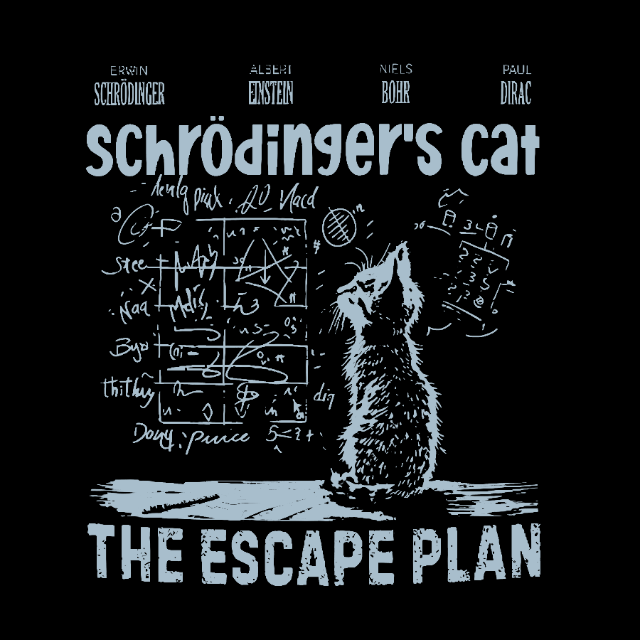 Schrodinger's Cat Escape Plan Interesting Physics Science  T-Shirt