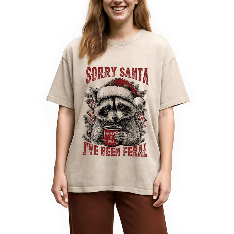bbb Sorry Santa I've Been Feral Washed T-Shirt