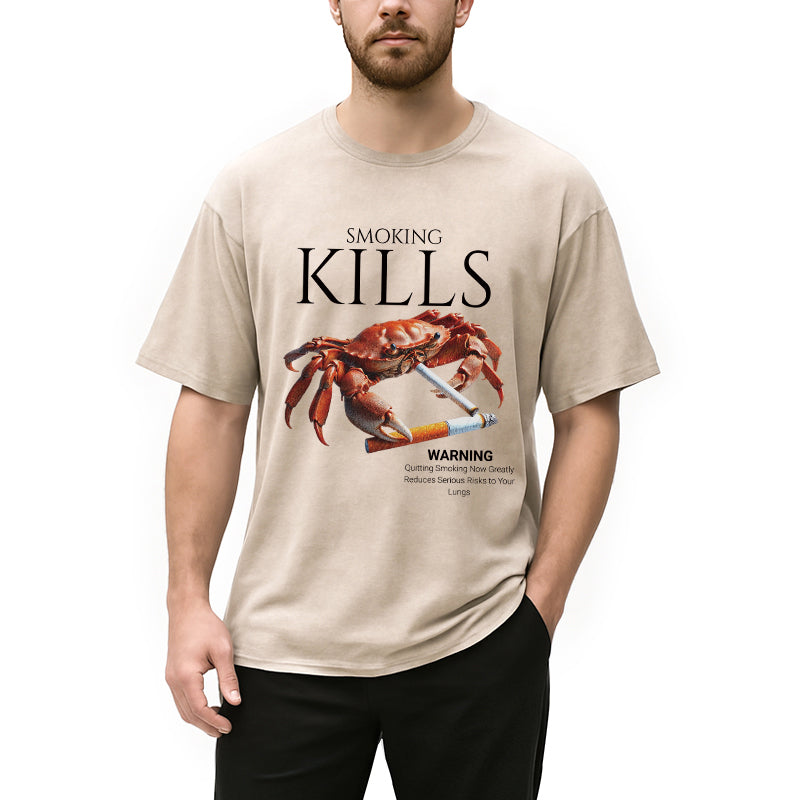 bbb Smoking Kills Crab Washed T-Shirt