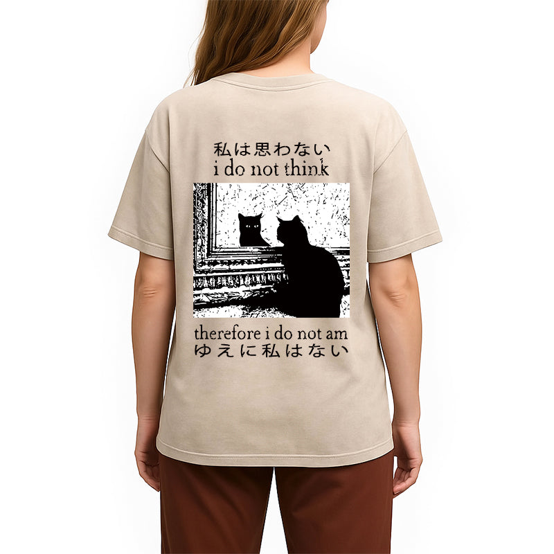 bbb Thinking Cat Back Washed T-Shirt