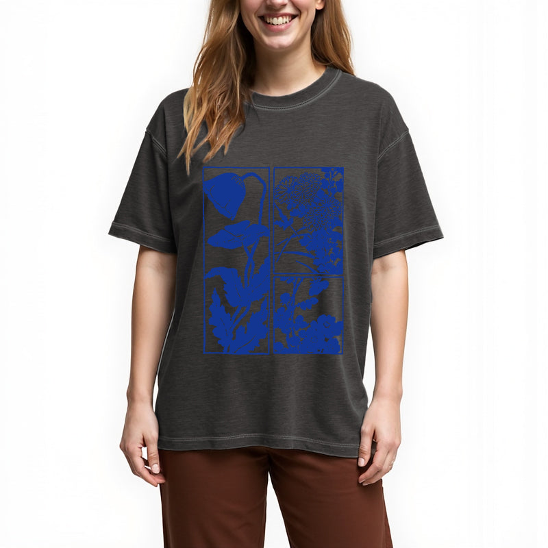 bbb Woodcut Flowers Gradient Washed T-Shirt