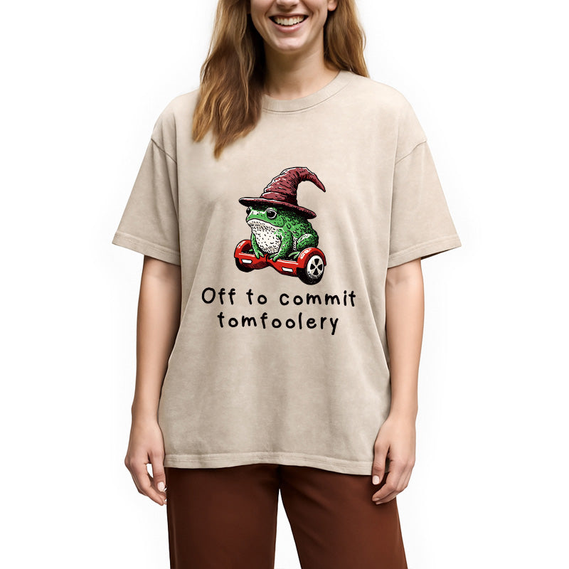 bbb Japanese Frog Riding A Balance Scooter Washed T-Shirt