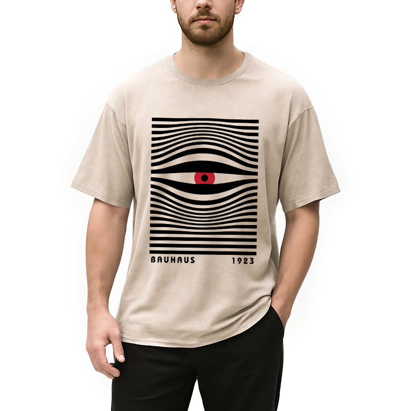 bbb Geometric Eyes Printed Washed T-Shirt