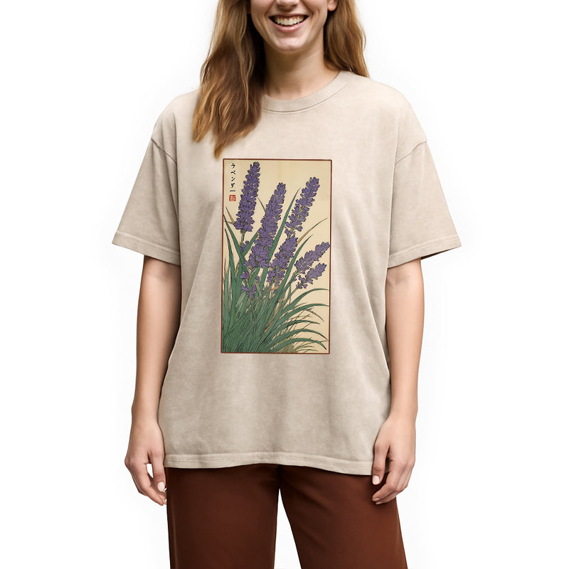 bbb Lavender Ukiyo-e Japanese Washed T-Shirt