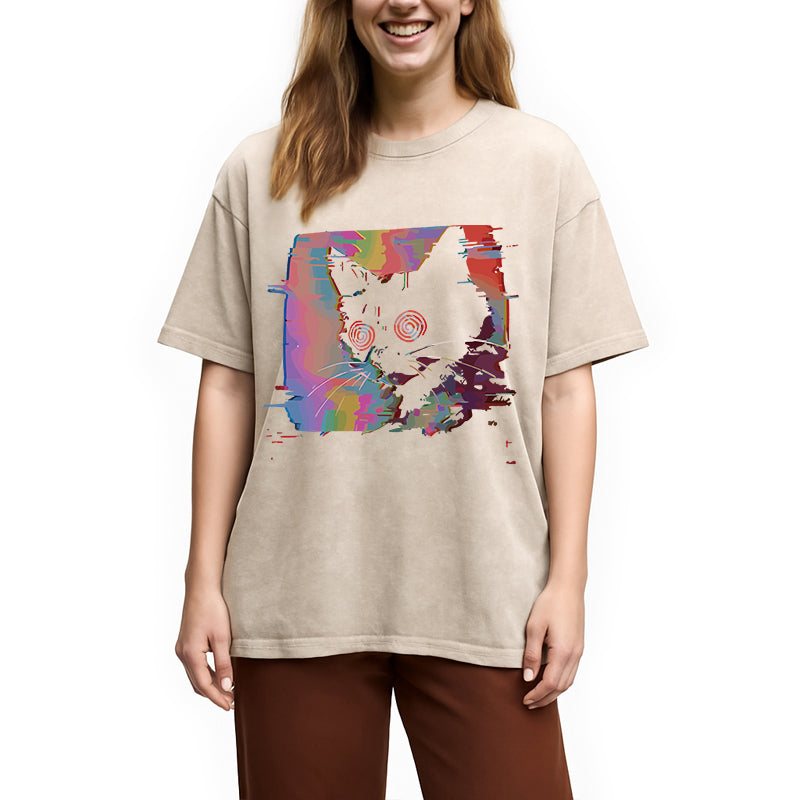 bbb Glitch Cat Washed T-Shirt