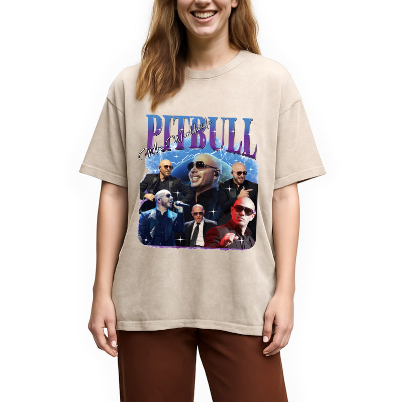 bbb Pitbull Mr.Worlwide Retro Washed T-Shirt
