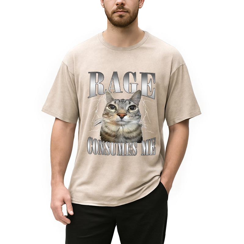 bbb Rage Consumes Me Funny Cat Washed T-Shirt