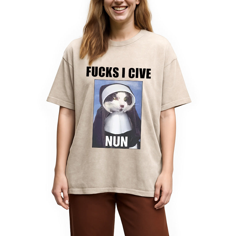 bbb F*cks I give Nun Cat Washed T-Shirt
