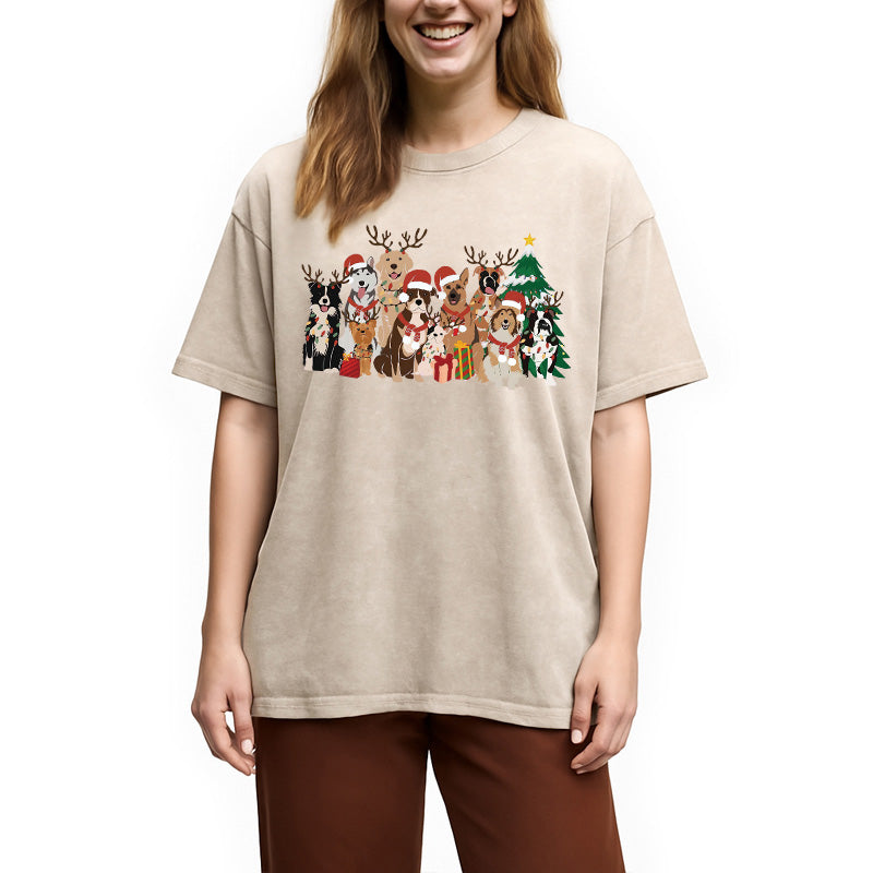 bbb Christmas Dogs Washed T-Shirt