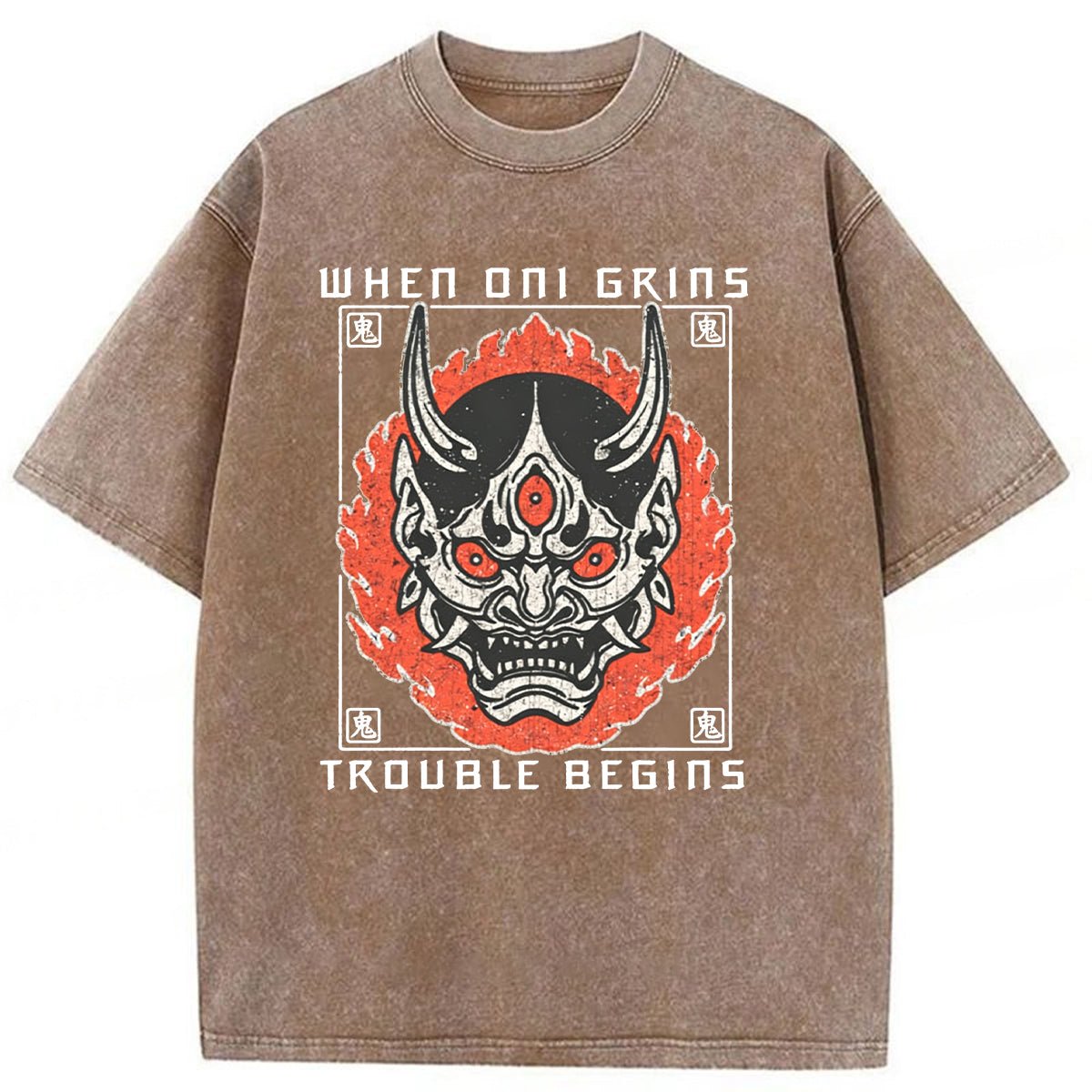bbb When Oni Grins Trouble Begins Washed T-shirt