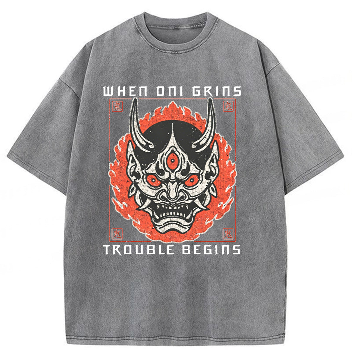 bbb When Oni Grins Trouble Begins Washed T-shirt