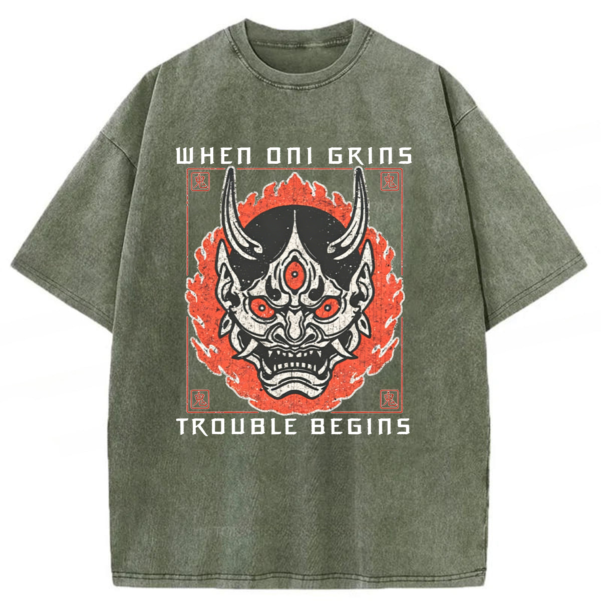 bbb When Oni Grins Trouble Begins Washed T-shirt