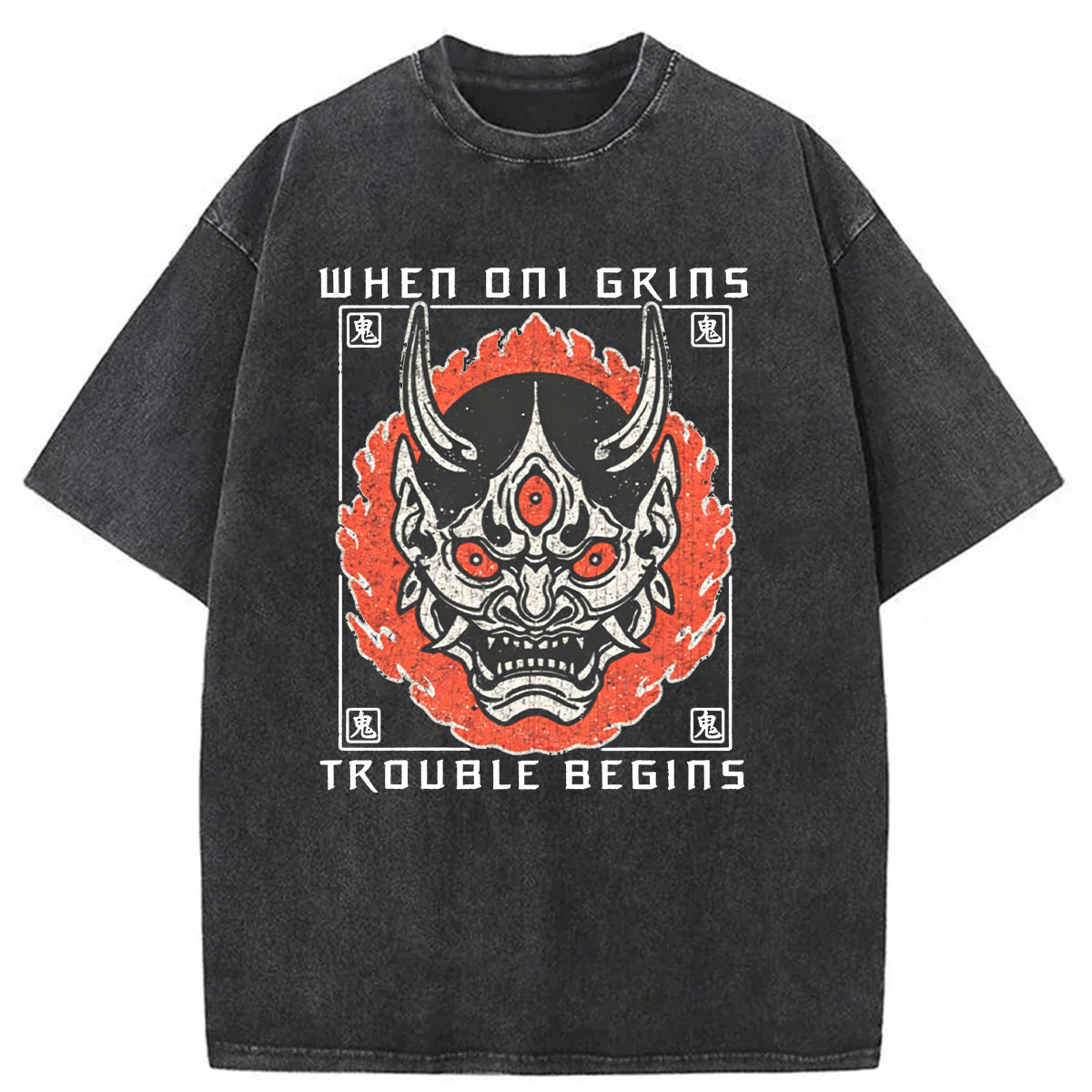 bbb When Oni Grins Trouble Begins Washed T-shirt