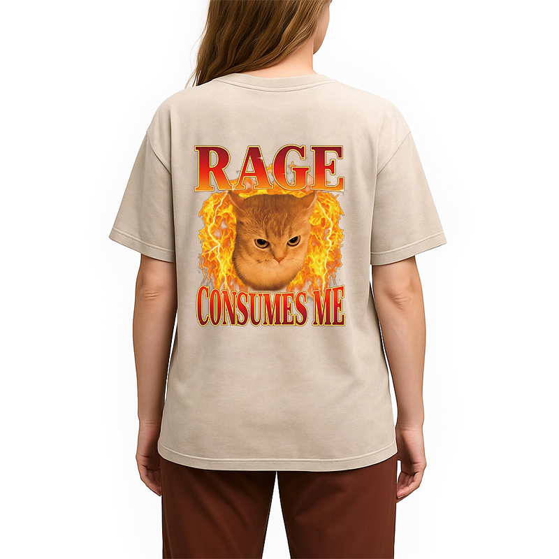 bbb Rage Consumes Me Edgy Funny Cat Meme Back Washed T-Shirt