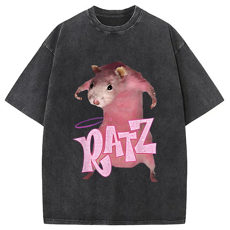 bbb Funny Ratt Pink RATZ Washed T-Shirt
