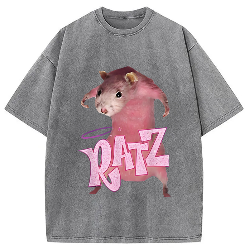 bbb Funny Ratt Pink RATZ Washed T-Shirt