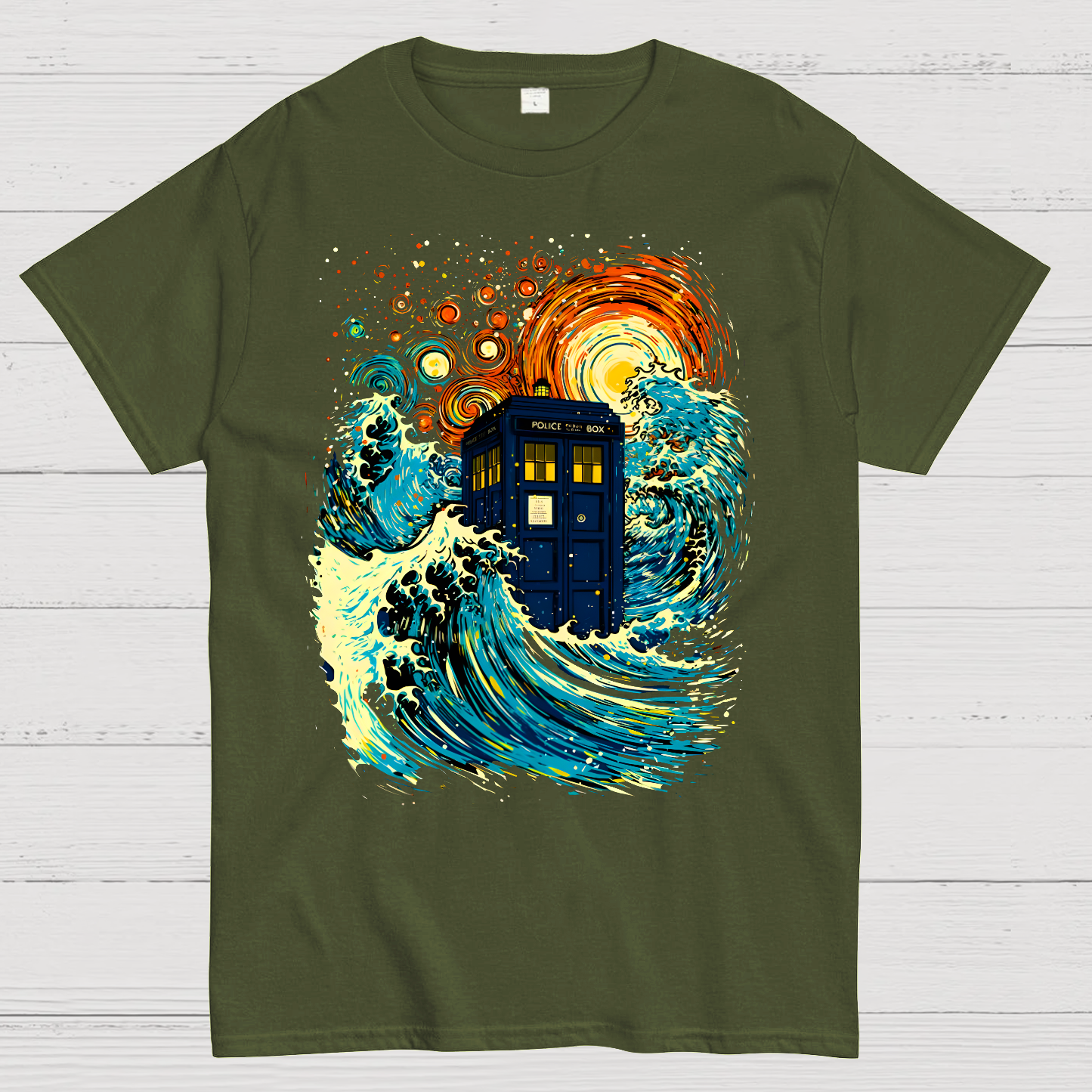 Great Kanagawa Wave And The Tardis  T-Shirt