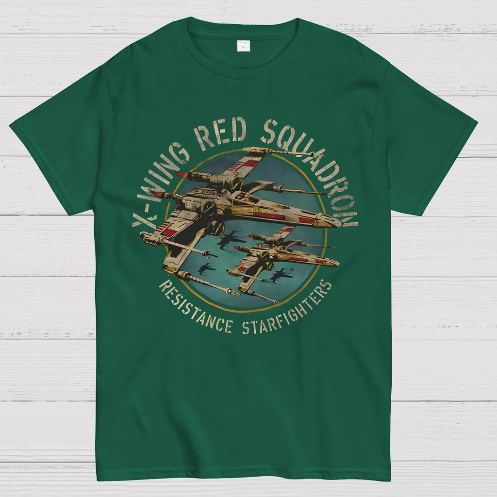 Star Battles X-Wing Squadron Faded Portrait  T-Shirt