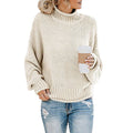 Warm Women's Pullover Sweater - Turtleneck Knit, Winter