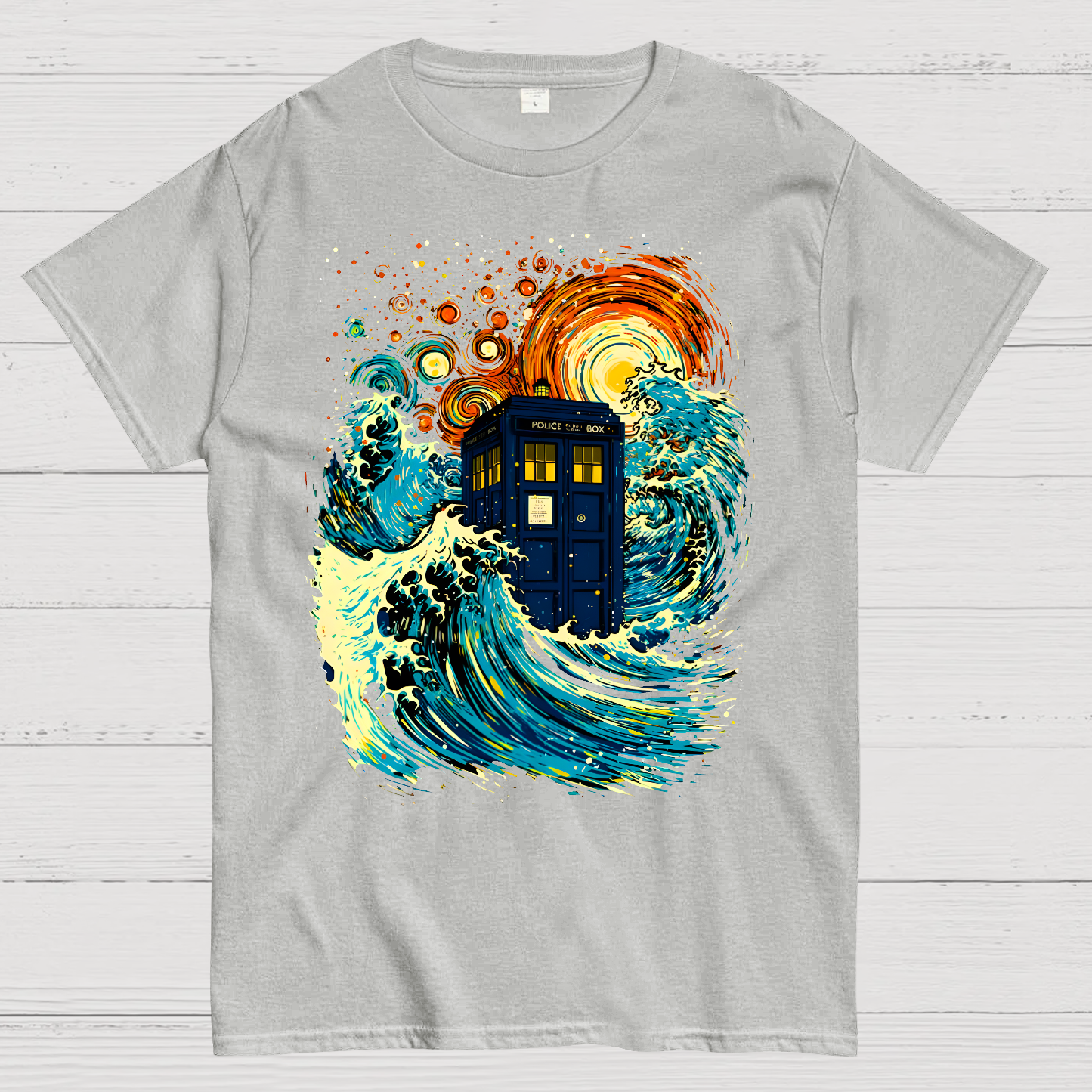 Great Kanagawa Wave And The Tardis  T-Shirt