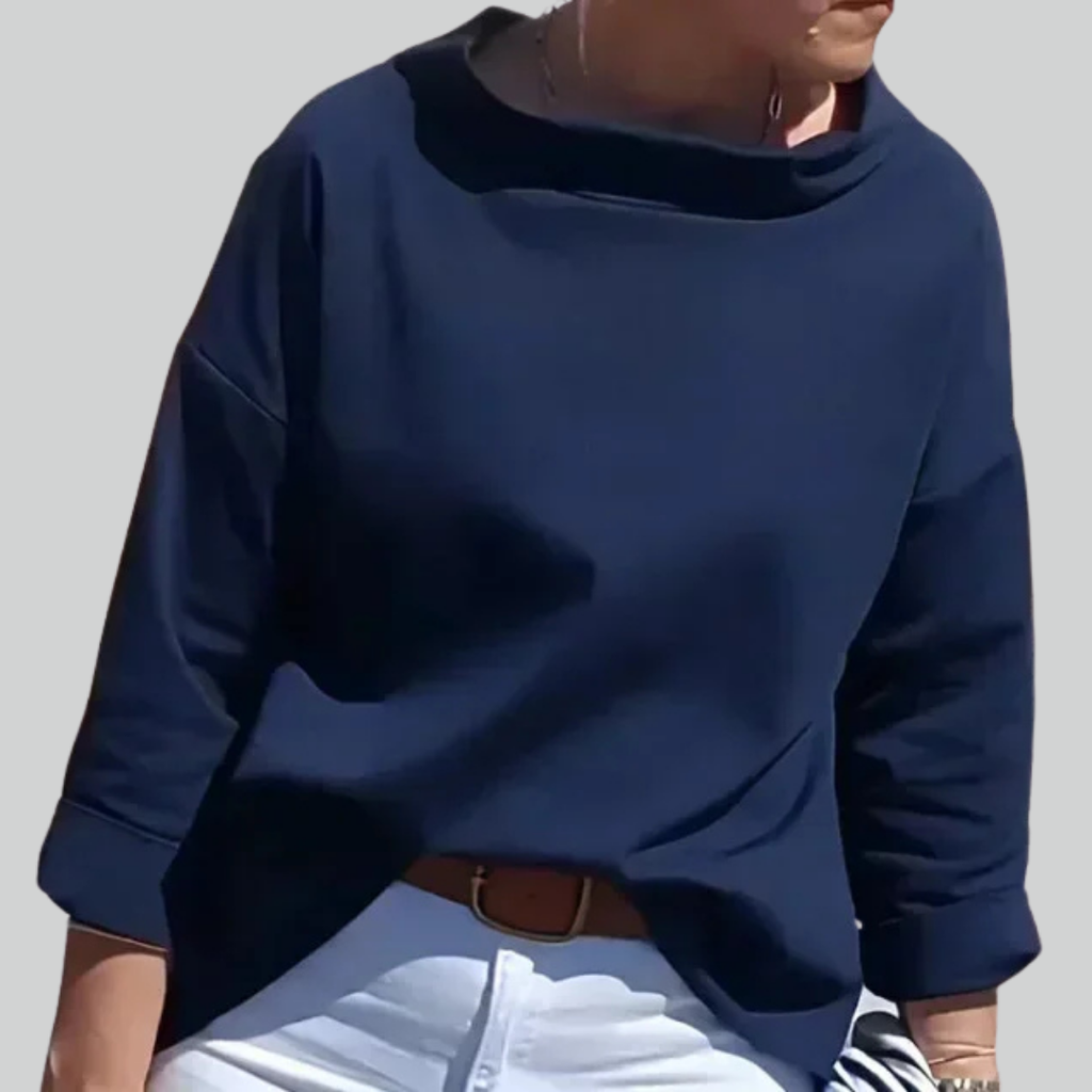 Damen-Sweatshirt aus Baumwolle, schwarz, Rundhalsausschnitt, locker geschnitten, lässig-trendig, modisch