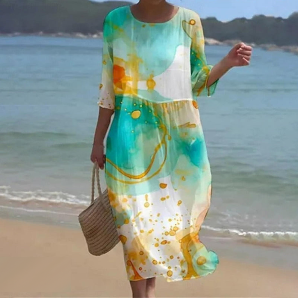 Elegant Floral Print Summer Dress for Women - Comfortable Fit Wedding Guest or Cocktail Dress