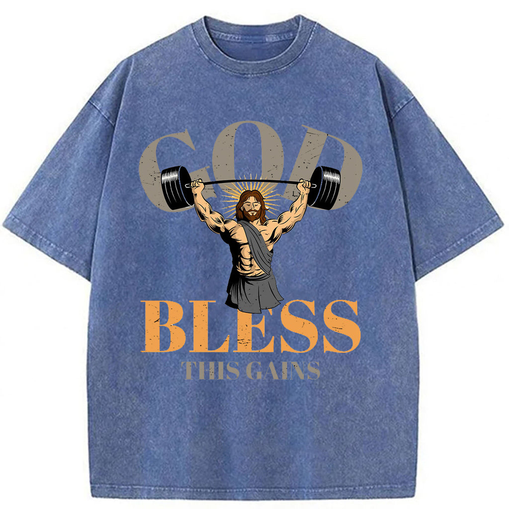 bbb God Bless These Gains Washed T-shirt