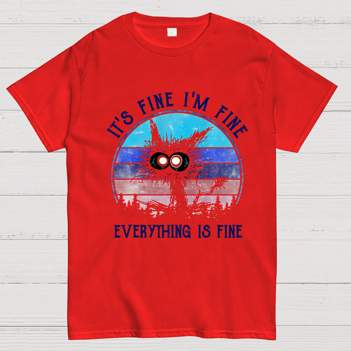 It ‘s Fine I am Fine Everything Is Fine Funny Black cat  T-Shirt