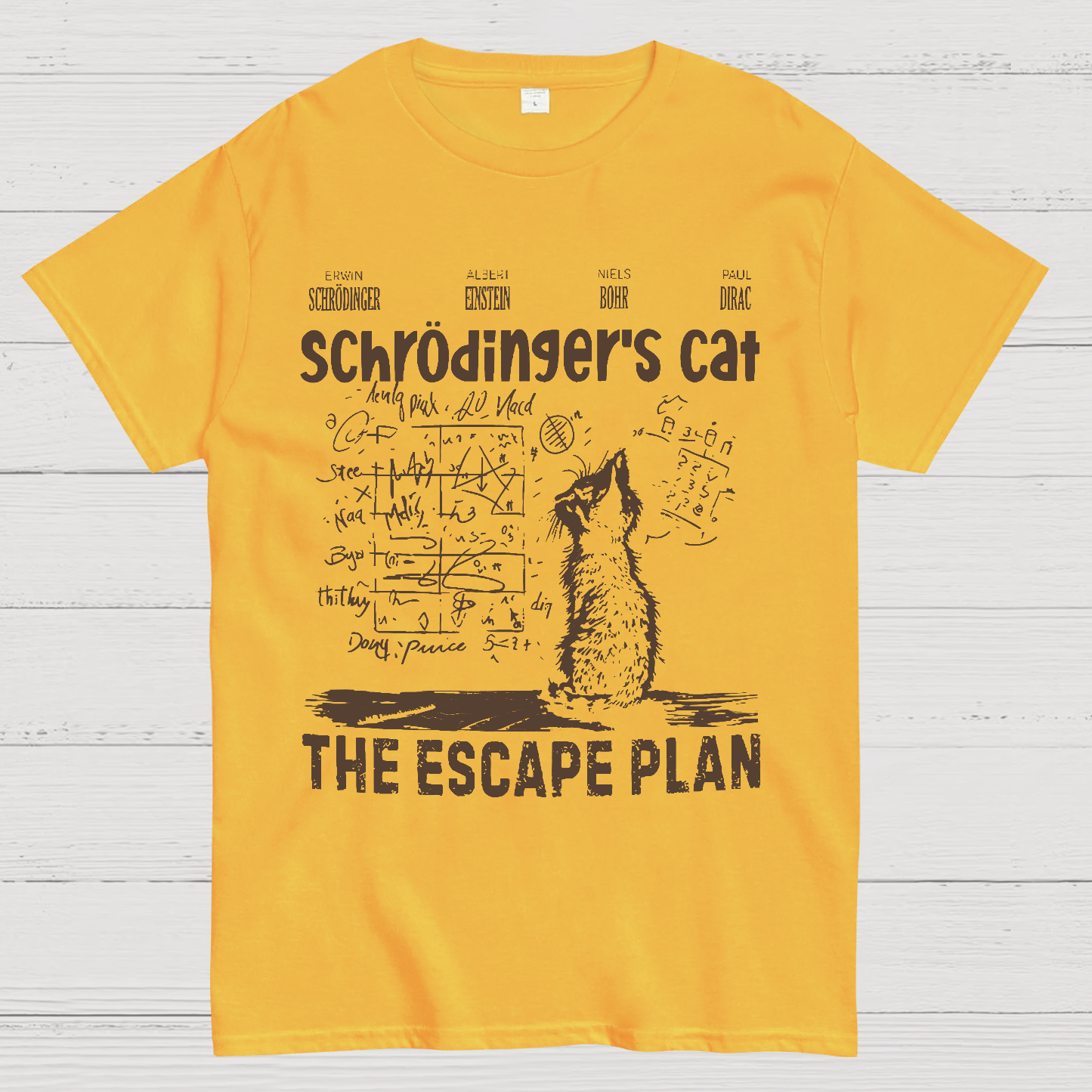 Schrodinger's Cat Escape Plan Interesting Physics Science  T-Shirt