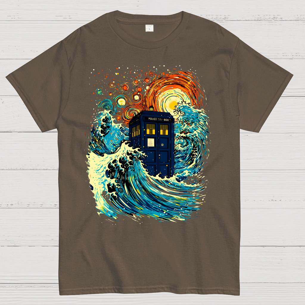 Great Kanagawa Wave And The Tardis  T-Shirt
