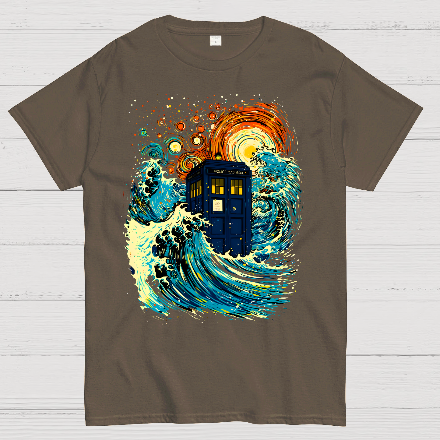 Great Kanagawa Wave And The Tardis  T-Shirt
