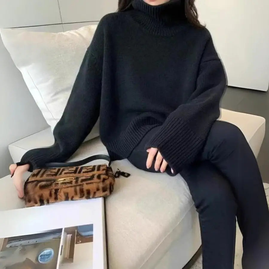 Cashmere Sweater - Soft Oversized Turtleneck Knit for Women