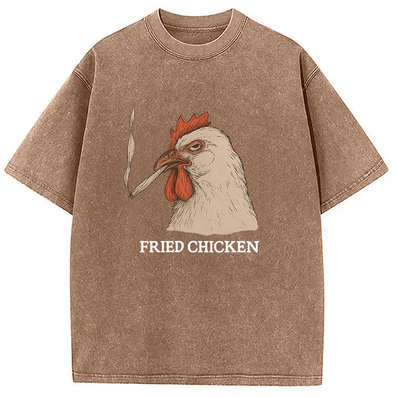 bbb Fried Chicken 420 Smoking Meme Washed T-Shirt